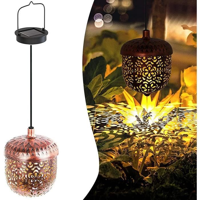 Lanterne Solaire Exterieur Jardin Decoration Jardin IP65 Étanche Métal Lanterne Solaire Décorative Lampe pour Jardin Patio Couloir