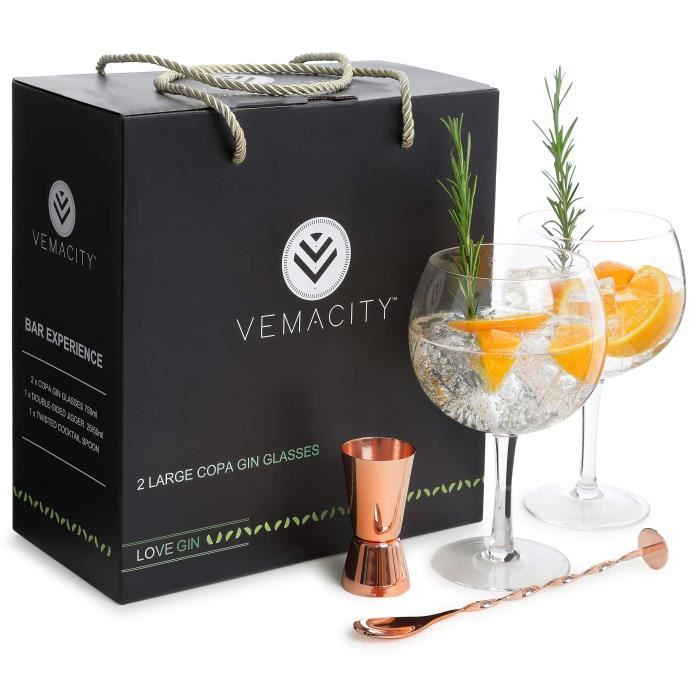 Vemacity Gin Balloon Lunettes Or Rose Ensemble Rose Gold 2 x Copa Gin Glasses 700ml 