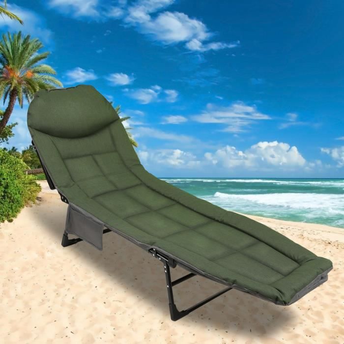 Hengda Chaise Longue Carpe Chaise Pliante Pêche Fauteuil Inclinable Rglable 200x64x32cm 65948132