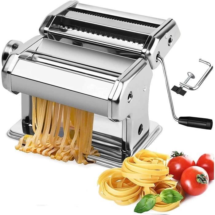 Machine à Pâtes,Fraîches Manuelle, 403 en Acier Inoxydable pour Tagliolini Fettucine Lasagnes Ravioles Spaghettis (7 Échelles)