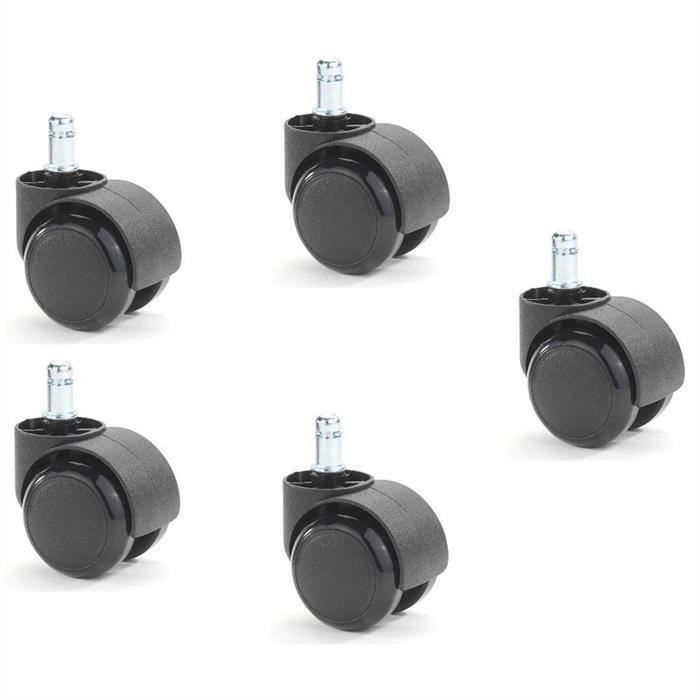Set Di 5 Ruote In Gomma Per Sedia Da Ufficio, Diametro 50 Mm, Per Parquet E Pavimenti Delicati - 6