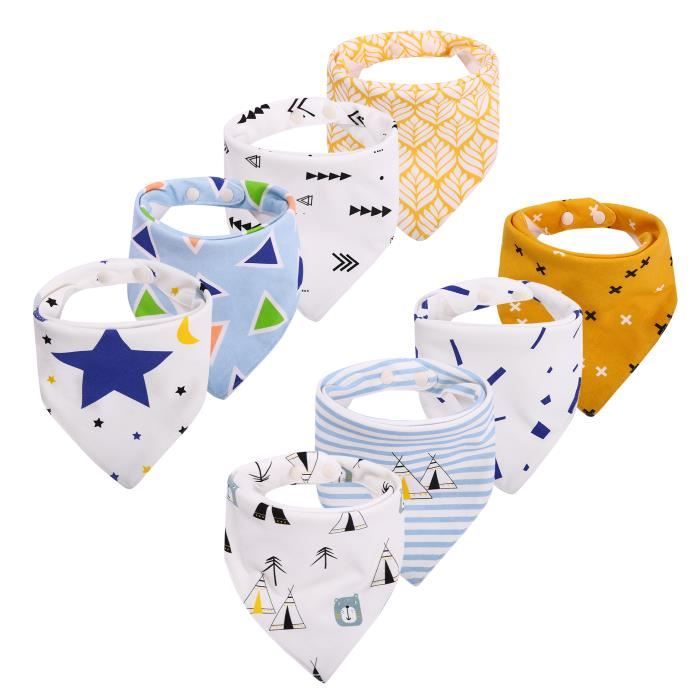 PUCIO Bavoirs Bébé Bandana Bavoir avec 2 Bouton Réglable,100% Coton  Biologique,Doux & Absorbant, Hypoallergéniques Bébé Bavoir Triangle pour  Garçons Filles Lot de 5，Multicolore，bavette : : Bébé et  Puériculture