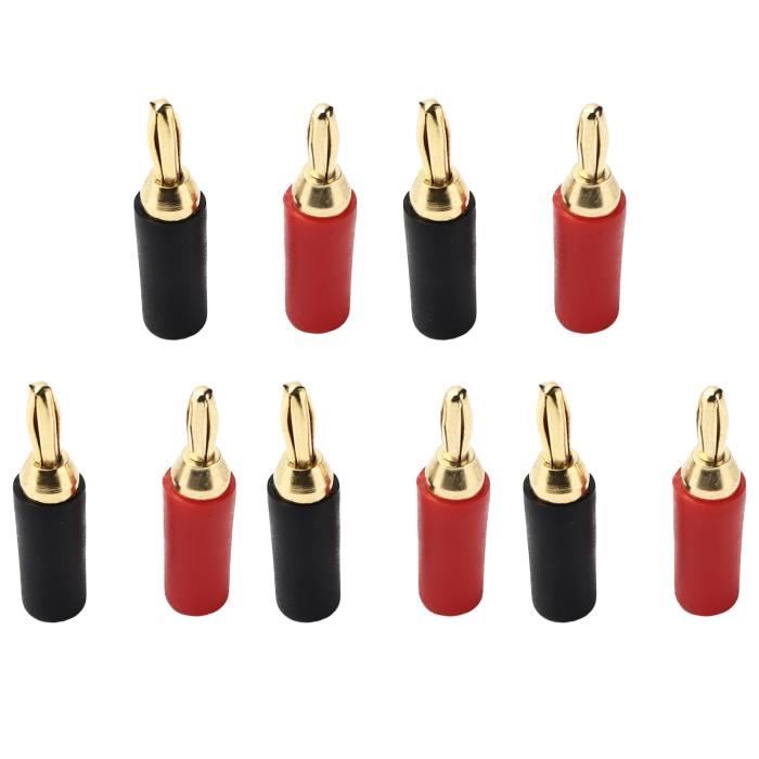 Lot 10 Fiches Banane 2,5 Mm Mâles à Souder – Laiton Or, Haut De Gamme Pour Haut-Parleurs & Audio !