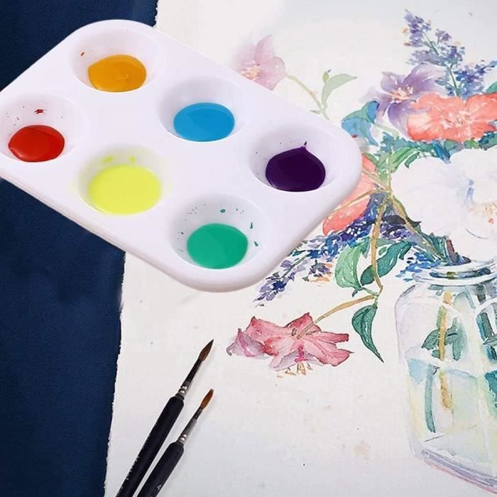 3x Palette De Peinture Palette à Mélanger Les Couleurs, Ecoliers Et Artistes Avec 20 Creux En Plastic Blanc 85438513