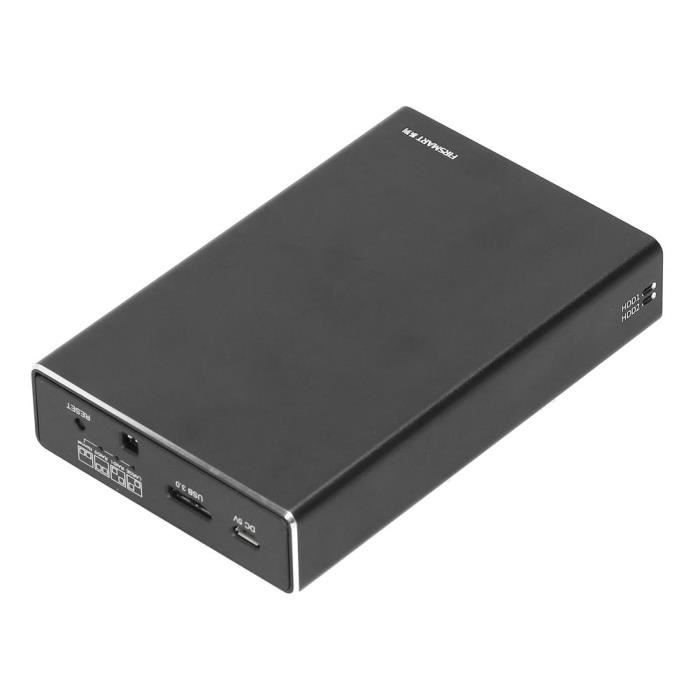 Puce et JBOD 2 To 5 Gbit//s RAID 1 Boîtier de Disque dur Externe USB3.0 Noir Supporte RAID 0 RAID Boîtier pour 2 x 2,5 Pouces SATA HDD
