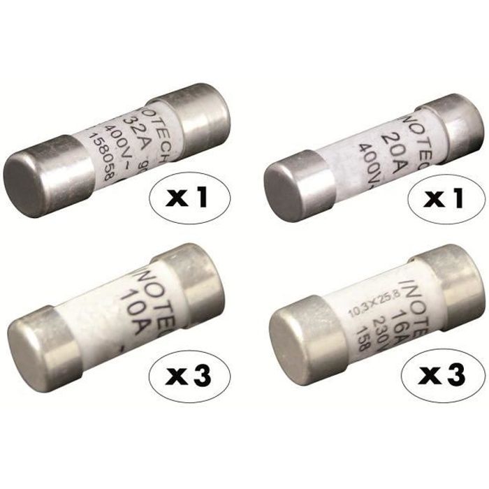 Fusible avec Voyant Fusible 20A Debflex 715346 Fusible céramique Fusible électronique Sachet De 3 Fusibles avec Voyant 10,3X31,5 20A 400 Volts 