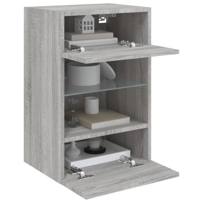 Xiafmall Meubles TV muraux et lumières LED 2pcs sonoma gris 40x30x605cm 111616