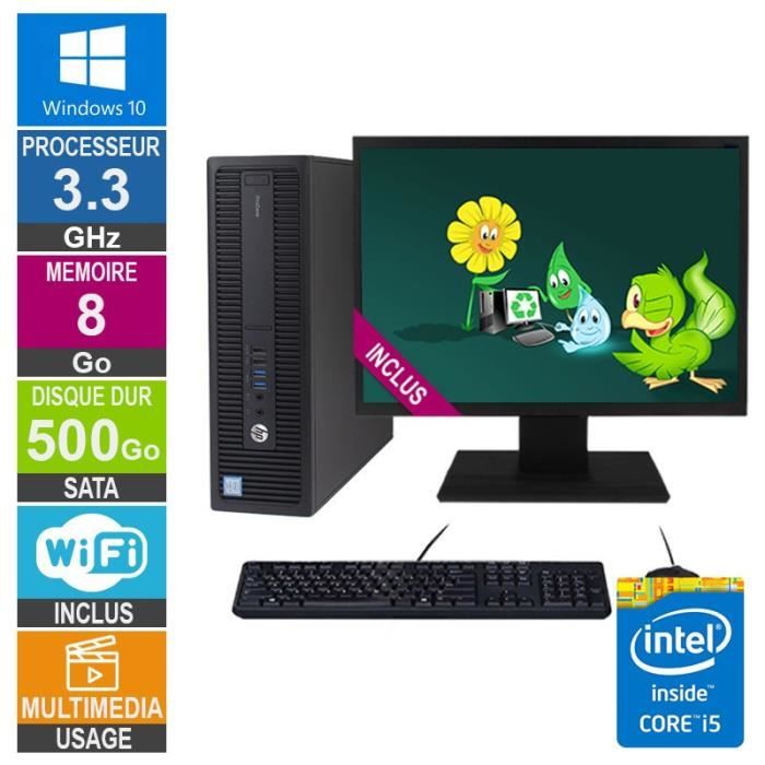 PC HP ProDesk 600 G2 SFF i5-6400 3.30GHz 8Go/500Go Wifi W10 + Ecran 24 - Hewlett packard