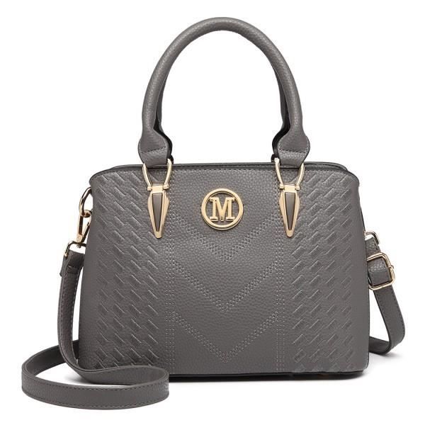 Sac à main - MISS LULU - Galet - Simili cuir - Gris - Bandoulière