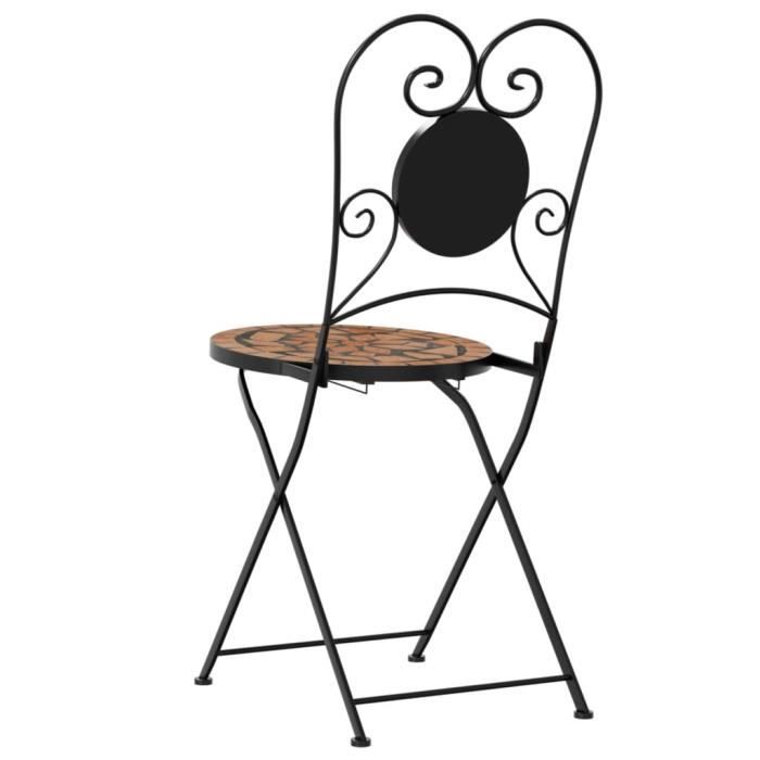 Chaise de bistrot - MOTHINESSTO - Lot de 2 - Pliable - Céramique - Design mosaïque