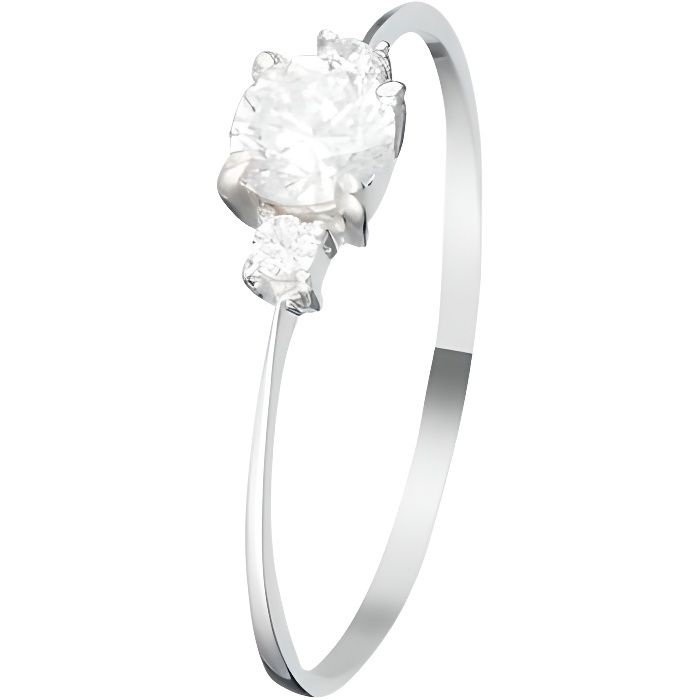 mes-bijoux.fr - bague femme intuition or blanc 375-1000 et zirconium - bi9117ggv_60