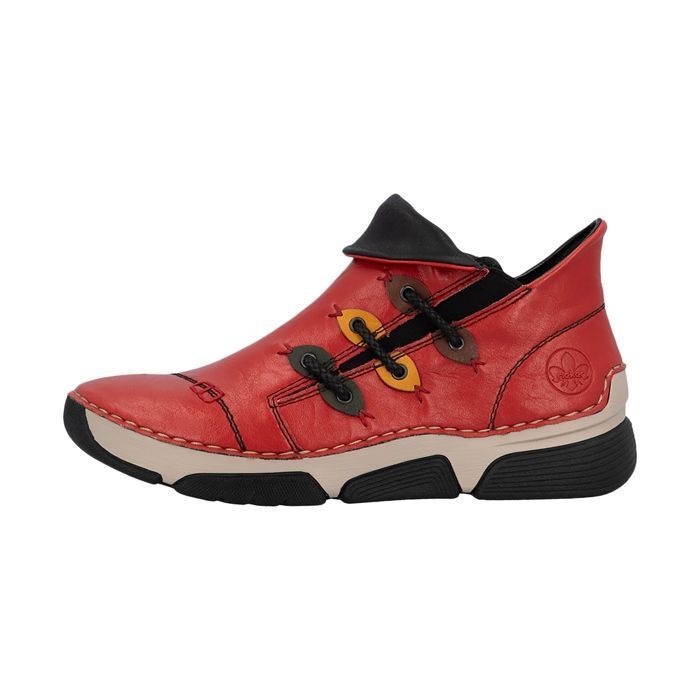 Basket basse à lacets - RIEKER - Montenegro - Rouge - Semelle caoutchouc - Confort exceptionnel Basket basse à lacets - RIEKER - Montenegro - Rouge - Semelle caoutchouc - Confort exceptionnel