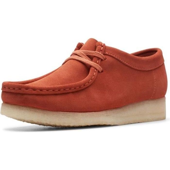 chaussures à lacets wallabee - clarks - femme - cuir - orange