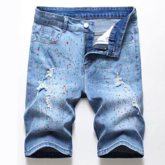 Jeans Homme Slim Déchiré Extensible - Coupe Droite, Décontracté, En Coton élastique, Idéal Pour Un Look Casual