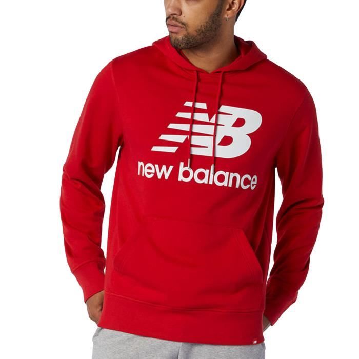 New Balance Sweats à Capuche pour Homme Stacked Logo Rouge MT03558REP Rouge Cdiscount Sport