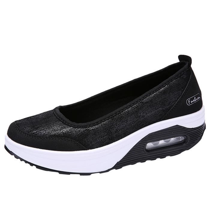 Chaussures De Sport Femmes Dames - Hesh - Noir - Compensé