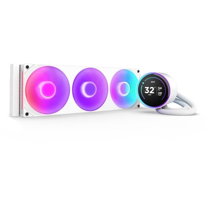 NZXT Kraken Elite 360 RGB – Refroidisseur de Liquide CPU AIO – Radiateur 360mm – Ventilateur F360 RGB – IPS LCD 272