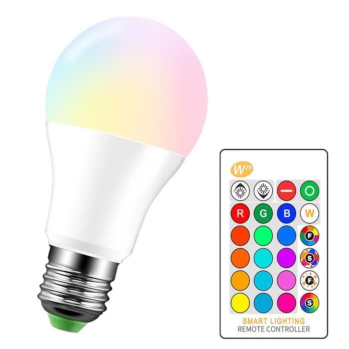 Ampoule LED Couleur E26/E27 10W Changement de Couleur Dimmable LED Bulbs 12  choix de couleurs, 21 key Télécommande Compris pour la décoration de la  maison/bar/éclairage ambiant KTV : : Luminaires et Éclairage