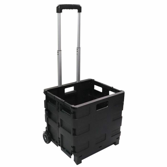 Caisse à roulettes pliable noire de boîte de rangement robuste sur