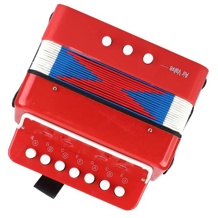 Jouet Accord?�on Enfant - PWSHYMI - 7 Touches 2 Basses - Rouge - D?�veloppe les talents musicaux 