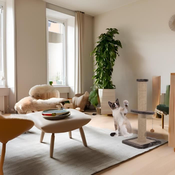 Comparer les prix de Griffoir pour chat luxueux et ultra-chic avec zone de repos et surface de grattage,Gris