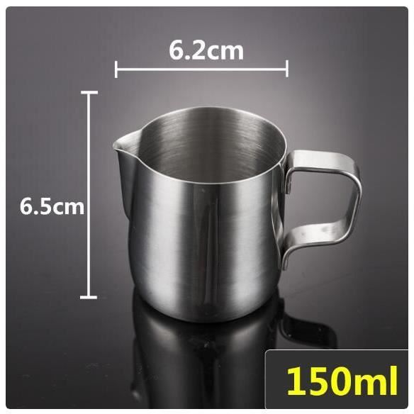 Pichet à Mousseur De Lait Inox 600 Ml - Parfait Pour Latte Art, Cappuccino, Smoothies - Noir Anti-gouttes