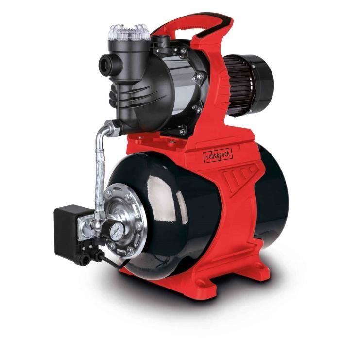 Scheppach Pompe à eau domestique HWW1400 - 1300W - débit d'eau max 6000 L/h - 4,8 bar - hauteur d'aspiration max 8 m - 24L