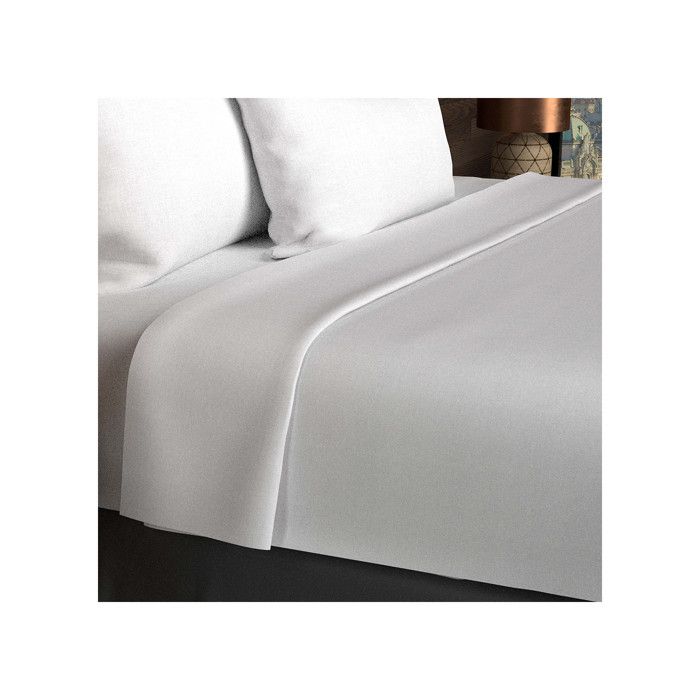 Drap plat en coton 57 fils 260x300 cm UNI blanc par Soleil docre Drap plat en coton 57 fils 260x300 cm UNI blanc par Soleil docre
