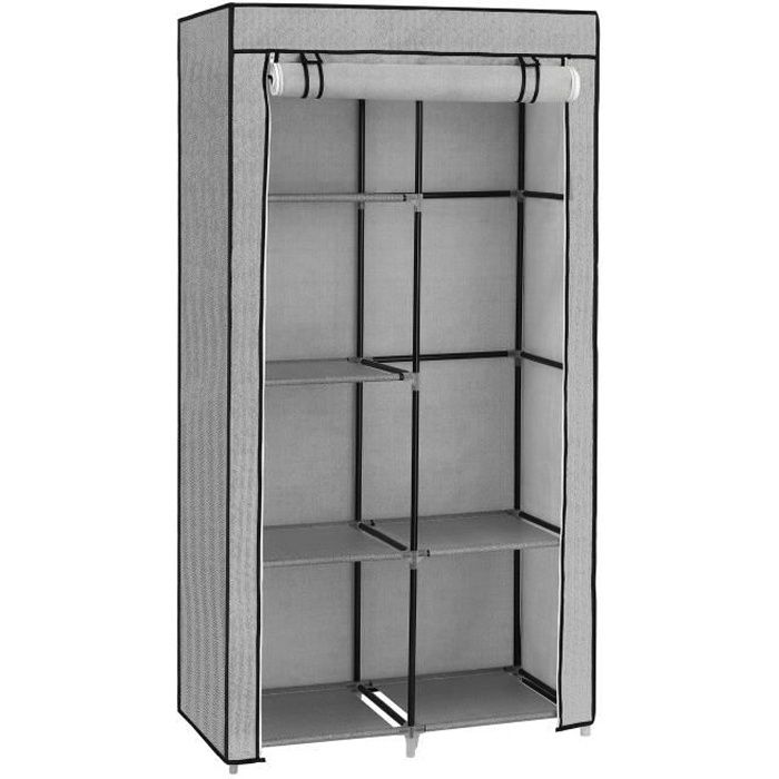 SONGMICS Armoire à vêtements Penderie 6 Niveaux 2 tringles à vêtements Tissu Non-tissé Cadre métallique Gris RYG084G22 SONGMICS Armoire à vêtements Penderie 6 Niveaux 2 tringles à vêtements Tissu Non-tissé Cadre métallique Gris RYG084G22