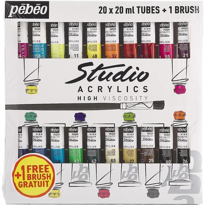 Coffret peinture acrylique - Pébéo Studio Acrylic 20 ml- 30 tubes