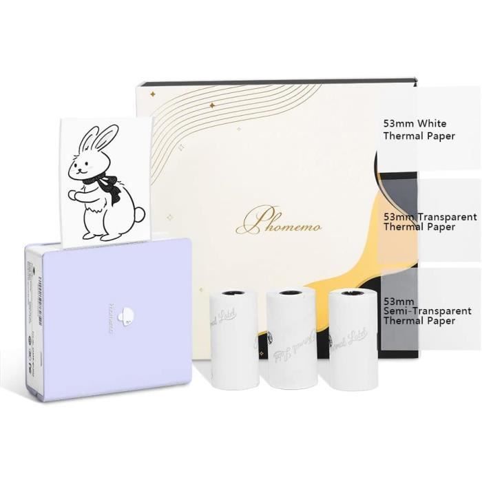 Phomemo M02 Mini Imprimante Portable Thermique Bluetooth – Impression Photos Rétro, Notes, Listes & Autocollants (Noir)