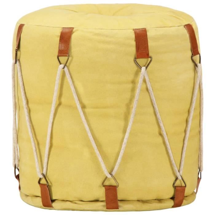 Pouf Jaune 40 x 40 cm Toile de coton-HUA - Cdiscount Maison
