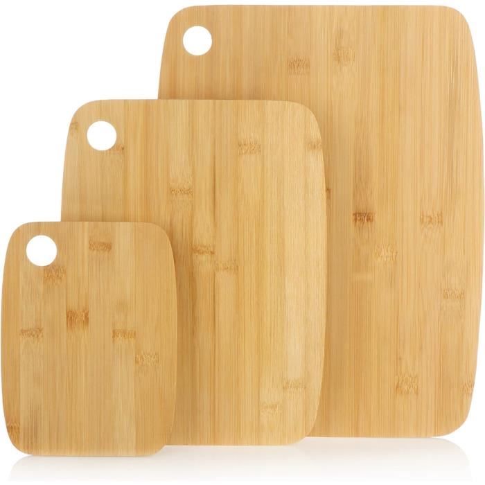 Set De 3 Planches à Découper En Bois De Hêtre - 33x22 Cm, 28x22 Cm, 22x15 Cm, Avec Poignées, Fabrication Européenne
