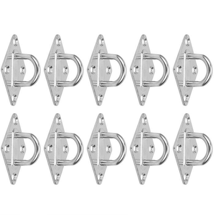 NINGYER – Lot De 16 Plaques Oculaires En U – Acier Inoxydable M5 – 45x15x20 Mm – Avec 32 Vis – Charge 30 Kg – Pour Camping, Hamac, Auvent
