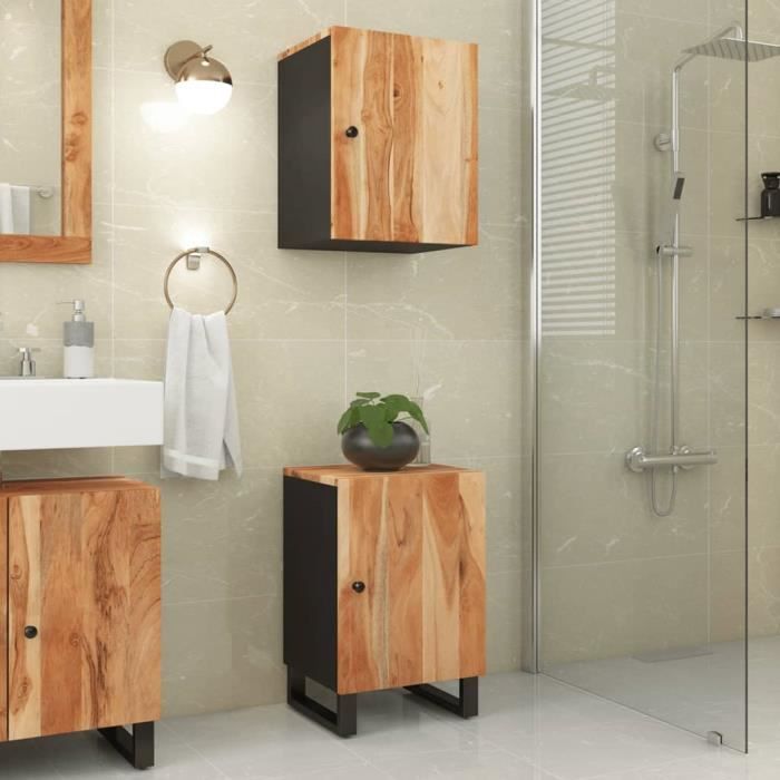 "promo"meuble de salle de bain lmt - armoire de salle de bain 38x33x58 cm bois massif d'acacia 12,61kg