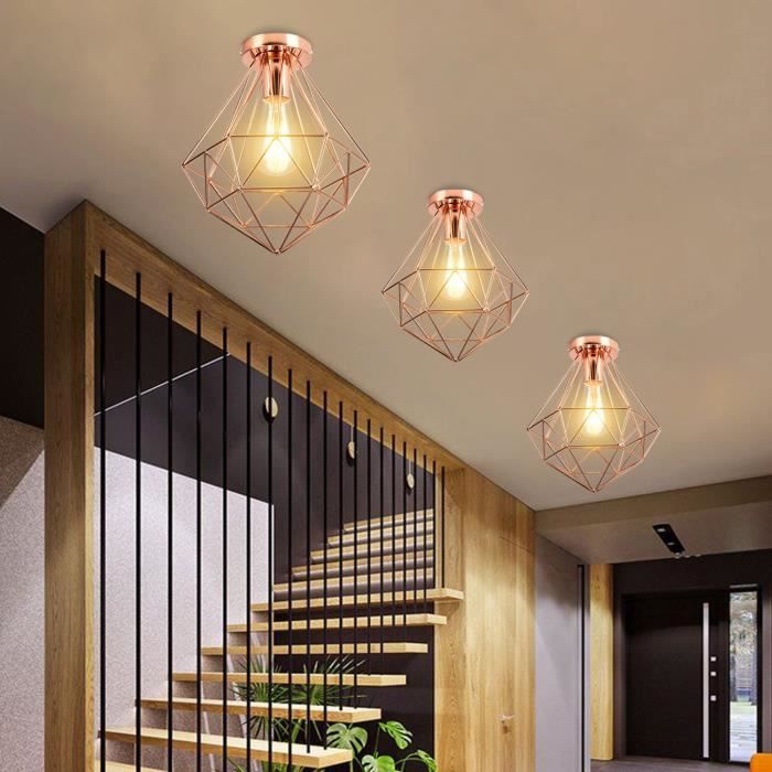 Applique Murale Vintage PETITES ECREVISSES - Cage Métal Noir Diamant - Luminaire Industriel E27 - Pour Salon, Café