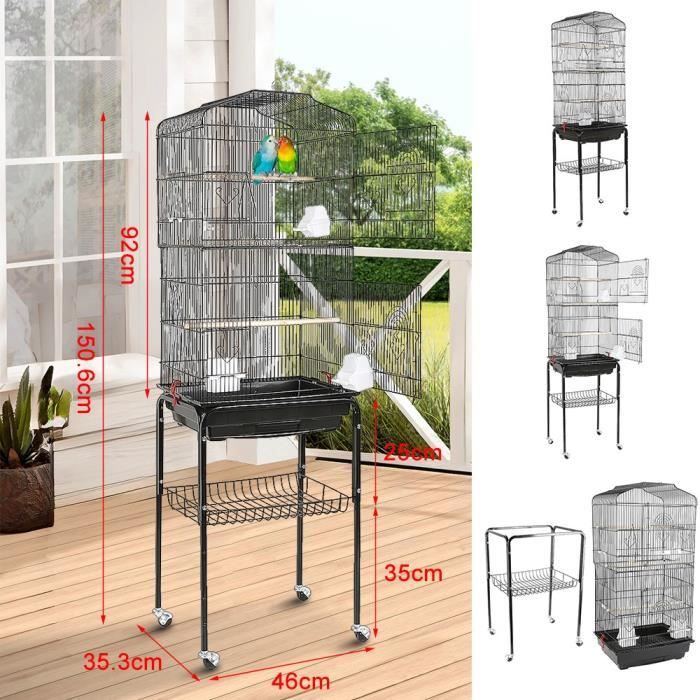 Comparer les prix de Cage à oiseaux en maille de nylon pour perroquet, ara, perruche - XUANYU - Cage carrée ronde - Noir - Extérieur