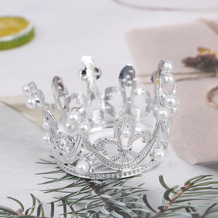 Couronne De Perles Dorée Pour Décoration Gâteau - Petite Taille - Pour Mariage, Anniversaire, Déguisement Princesse