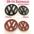 2x Insigne logo emblème avant 110mm -arrière 90mm Noir brillant Adaptation Volkswagen VW Scirocco 2009-2014-1