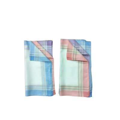 Lot De 6 Mouchoirs En Coton Pour Femmes - Fond Blanc, Motifs Roses/bleus/jaunes - 33x33 Cm - Ourlés