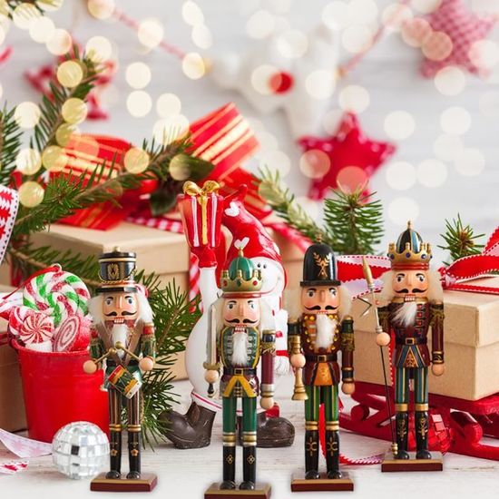 Décorations Noël En Bois - Casse-Noisette Doré 13cm | Pour Arbre, Table & Cheminée | Cadeau Festif