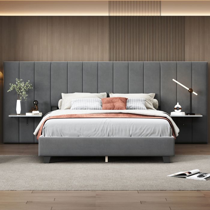 Lit Capitonné Avec Coffre De Rangement - Tête De Lit 115cm Velours, Bois Massif, 160x200cm - LUXOAK