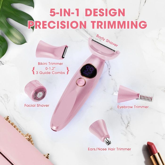 5 en 1 Rasoir Electrique Femme, IPX7, Tondeuse Femme Intime pour Visage — free download
