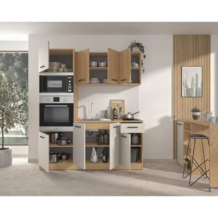ALPAGA - Cuisine complète - Chêne silva / Grège - 180 x 60/31 x