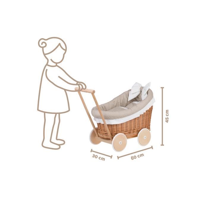 Chaîne De Poussette En Bois Avec Lapin Crocheté Et Clochette | Jouet Bébé 0+ Mois | Développe La Motricité, Sécurité