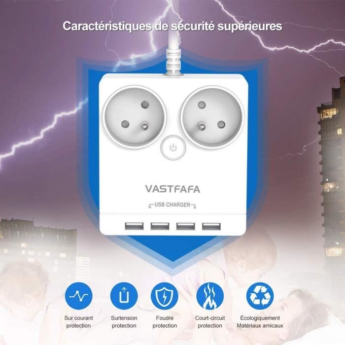 Mini Multiprise Mini multiprise 2 pour les prises de terre en plus, 4 usb multiprises ...