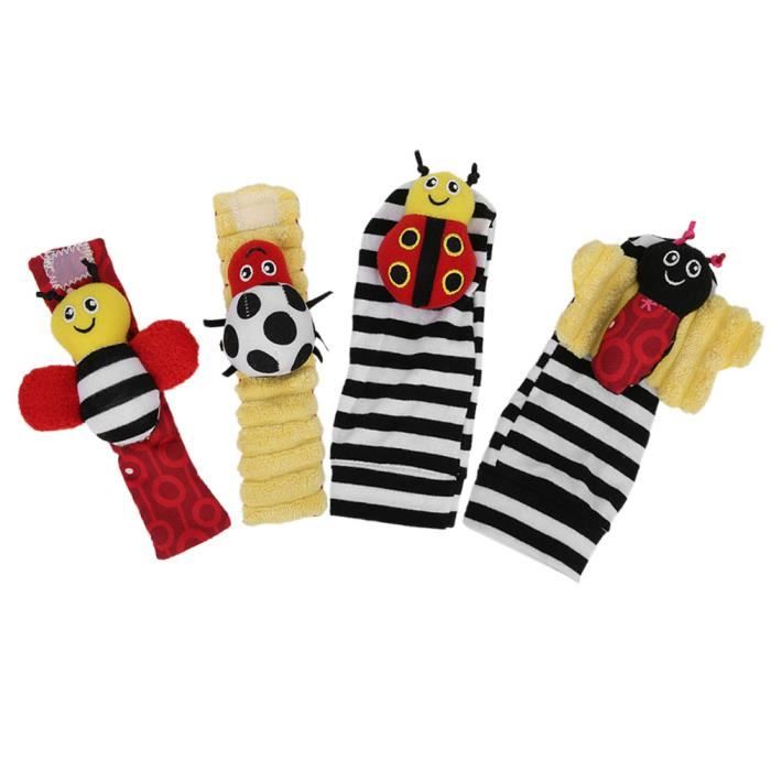 Jouet Bébé 3-6-9 Mois – Lot De 2 Hochets Poignet & Chaussettes Sonores Renard Et Âne, Développement Sensoriel, Cadeau Naissance Idéal