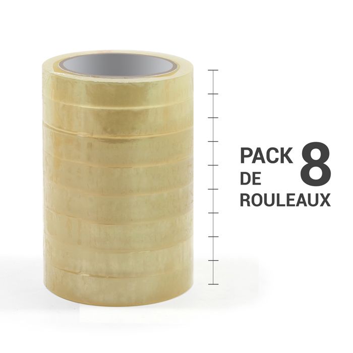 Ruban Adhésif Transparent Rapesco - Lot De 8 Rouleaux 25mm X 66m - BOPP 40 Microns, Anti-Enchevêtrement