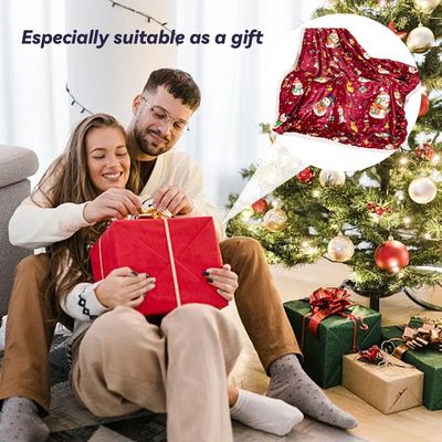 Couverture De Noël En Polaire Douce 240x220 Cm - Motifs Festifs, Pour Canapé Ou Lit, Cadeau Idéal