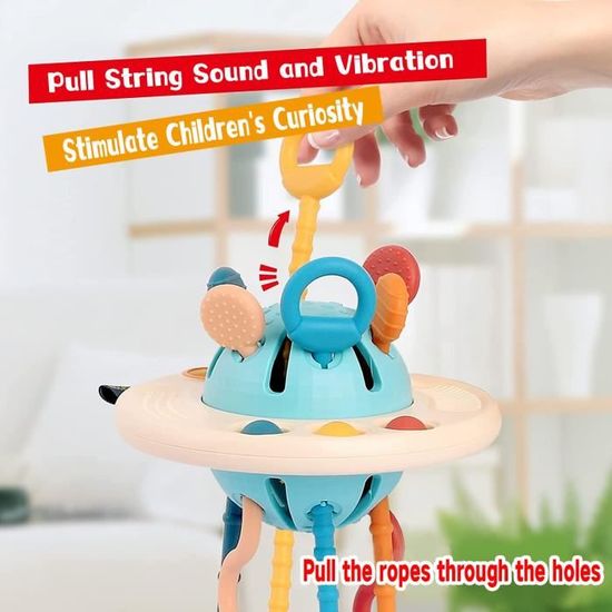 Jouets Pour Bébés 6-12-18 Mois Jouets Sensoriels Pour Bébés Jouets  Montessori En Silicone À Cordon De Traction Pour Tout-petits (bleu), Mode  en ligne